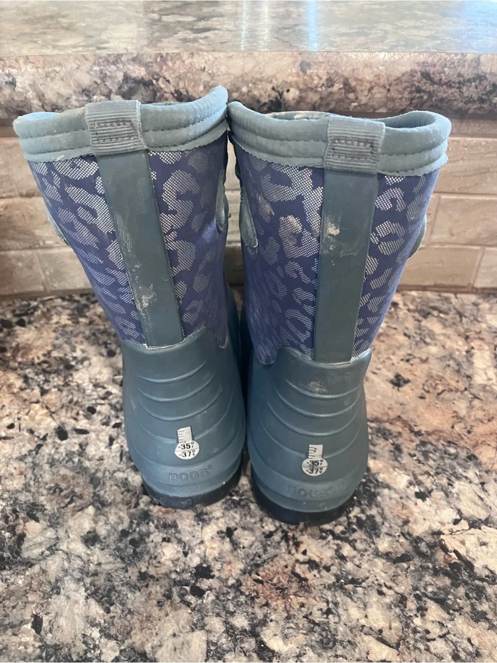 Bogs Black and Purple Patterned Waterproof Pull-On Boots